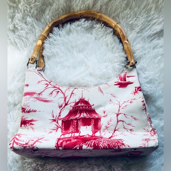 2000s Vintage Talbots red & white shoulder bag. - Picture 3 of 3